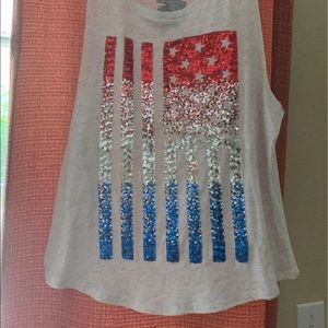 VS Pink sequin american flag tank
